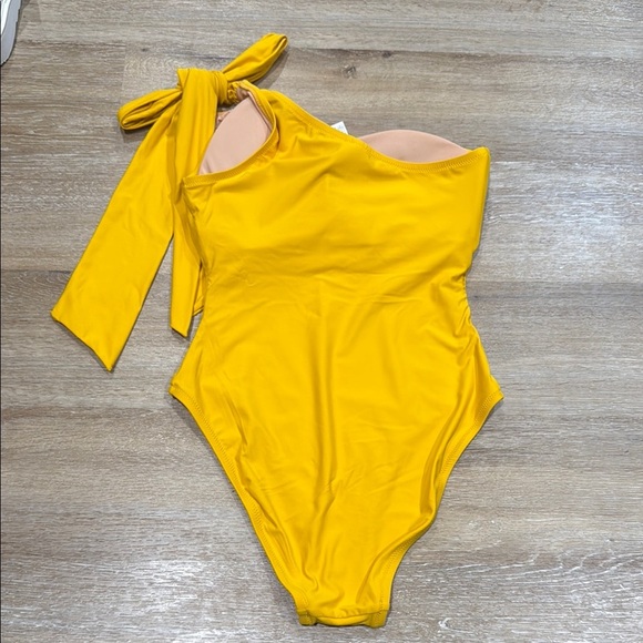 J. Crew Size 6 Yellow One-Shoulder Swim Suit One Piece - Picture 3 of 7